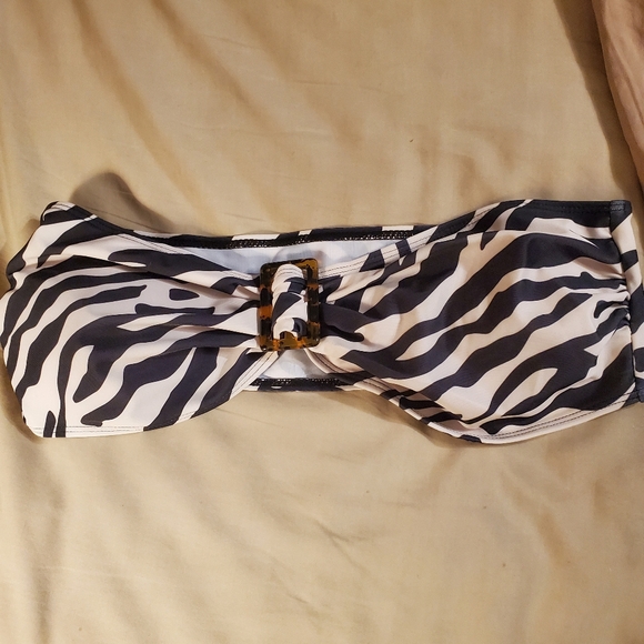 NWOT VCAY Zebra Print Bandeau Bikini Top, XL (12), Black & Cream - Picture 7 of 8